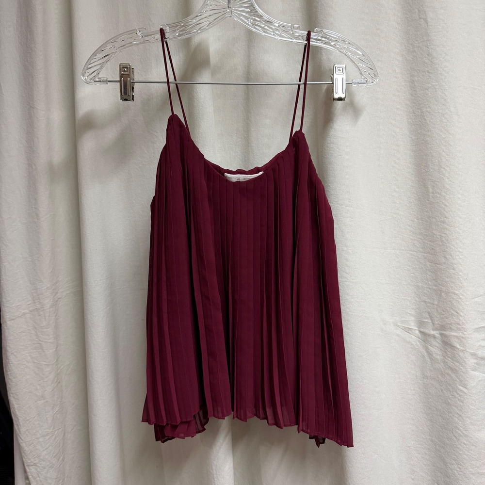 Abercrombie & Fitch Burgundy Pleated Camisole Top Spaghetti Strap Small Summer